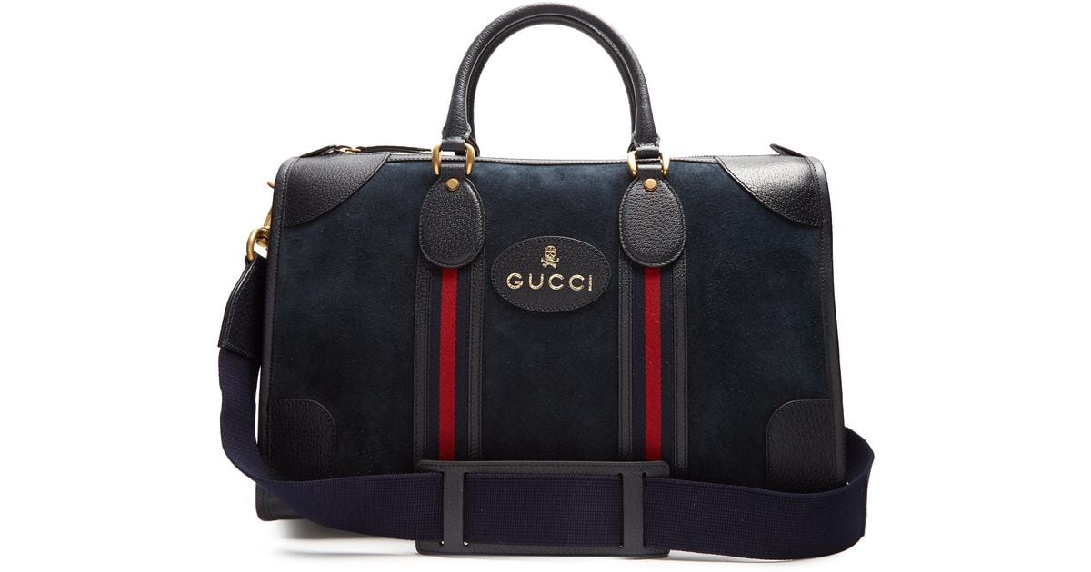 Gucci Skull And Boneembossed Suede Holdall in Blue for Men Lyst